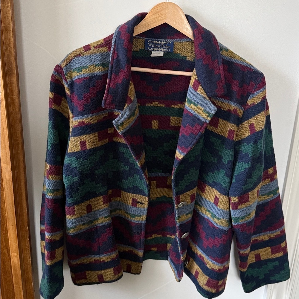 Vintage Willow Ridge Southwestern Wool Blend Metal Button Front Jacket. 12P - Picture 3 of 13